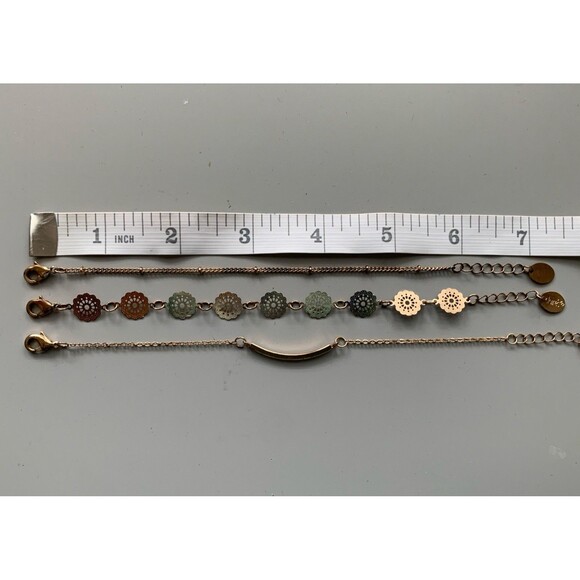 Claires Gold Tone Bracelets 6-7 inch Lot of 3 Petite Dainty - Picture 7 of 8